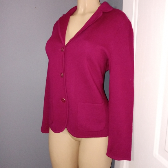 TALBOTS CRANBERRY BUTTON UP WOOL SWEATER SZ LP - Picture 4 of 7